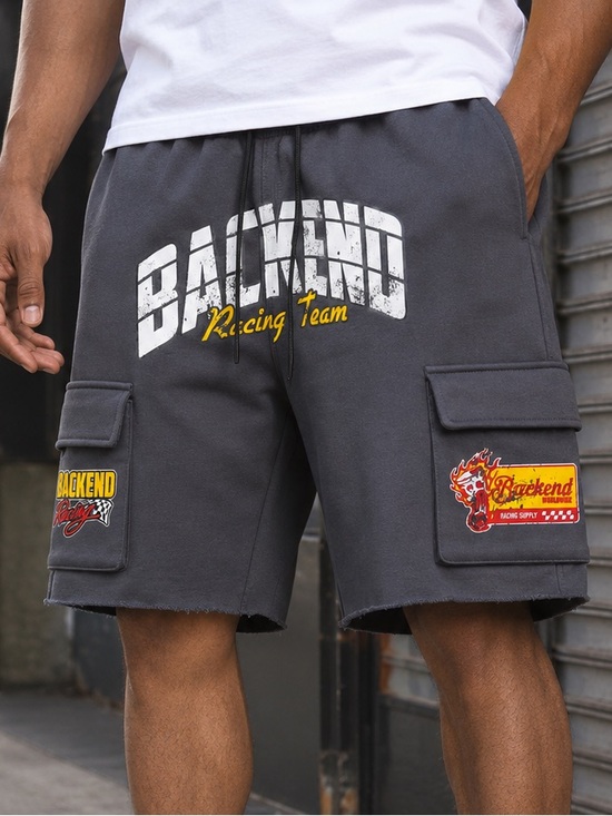 Backend Original Other - Backend Original Gray Racing Team Athletic Cargo Shorts for Men